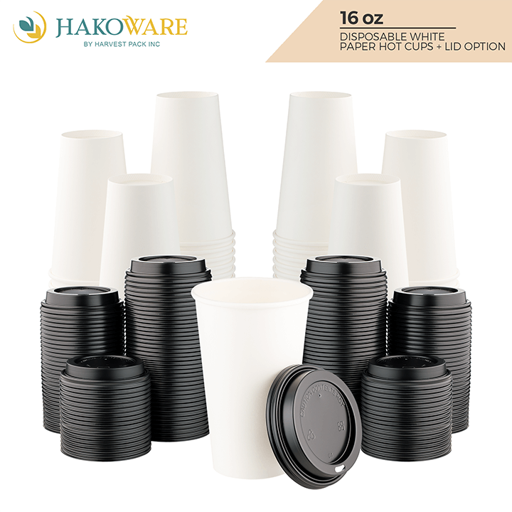 8 oz Black Rippled Double Wall Paper Cup with Lid Set — HAKOWARE